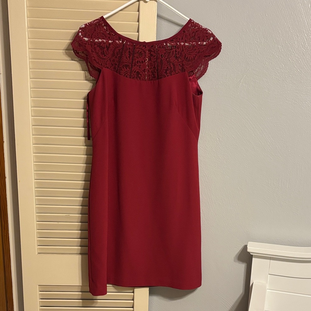 White House Black Market Burgundy Lace Mini Dress
